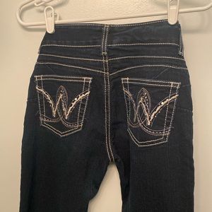 Wrangler dark wash 3/4 32” inseam bootcut booty up jeans